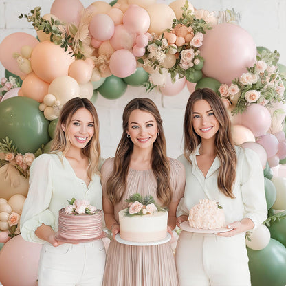 Rose Gold Balloon Garland Kit, Nude Pastel Pink Metallic Gold Matte White Balloons Gold and Rose Gold Confetti Balloons for Valentines Day Wedding Bridal Shower Party Girl Birthday Decorations