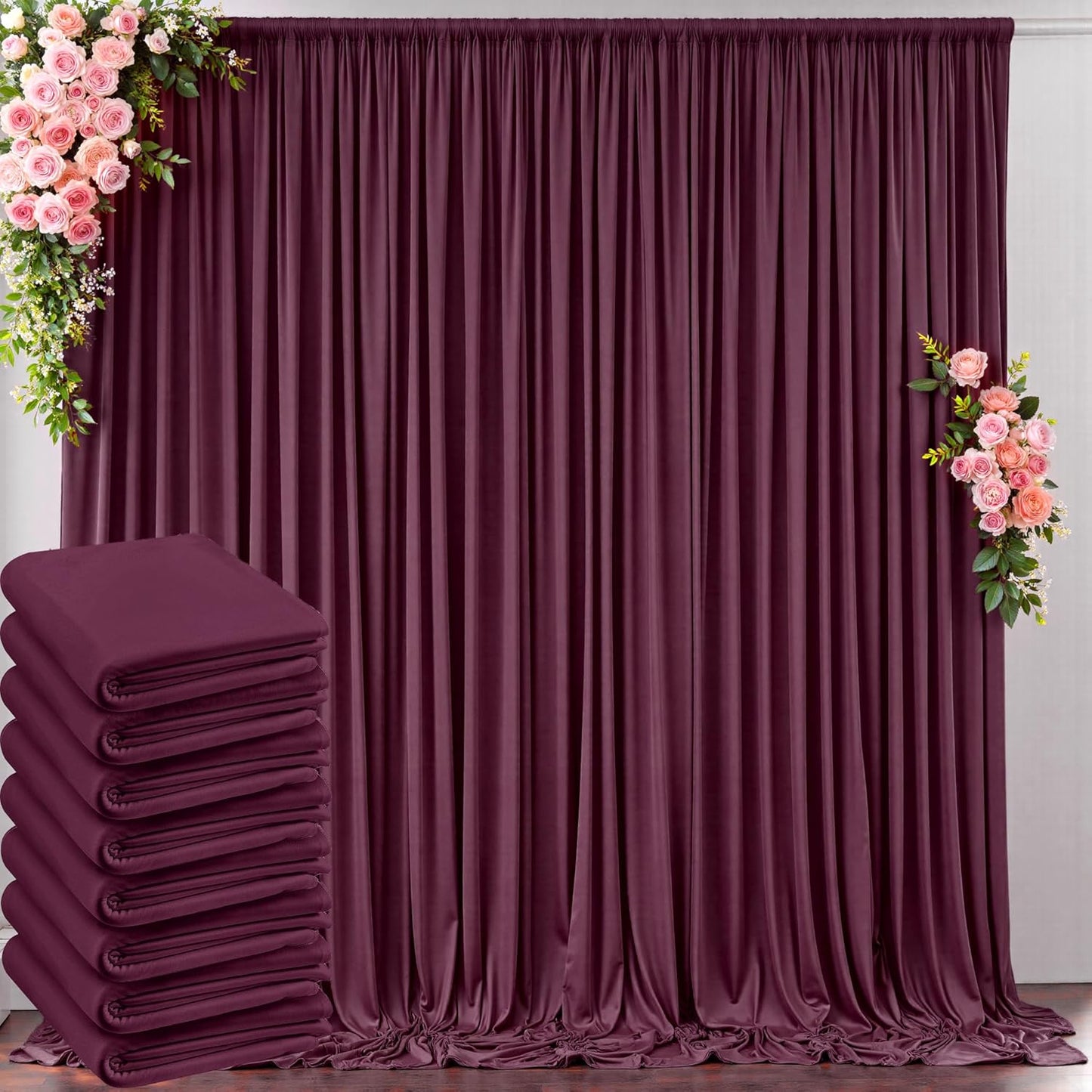10 ft x 10 ft Wrinkle Free White Backdrop Curtains for Wedding Parties, Polyester Photography Backdrop Drapes for Birthday Parties Stage Backdrop Stand, 2 Panels 5x10FT Background Curtains
