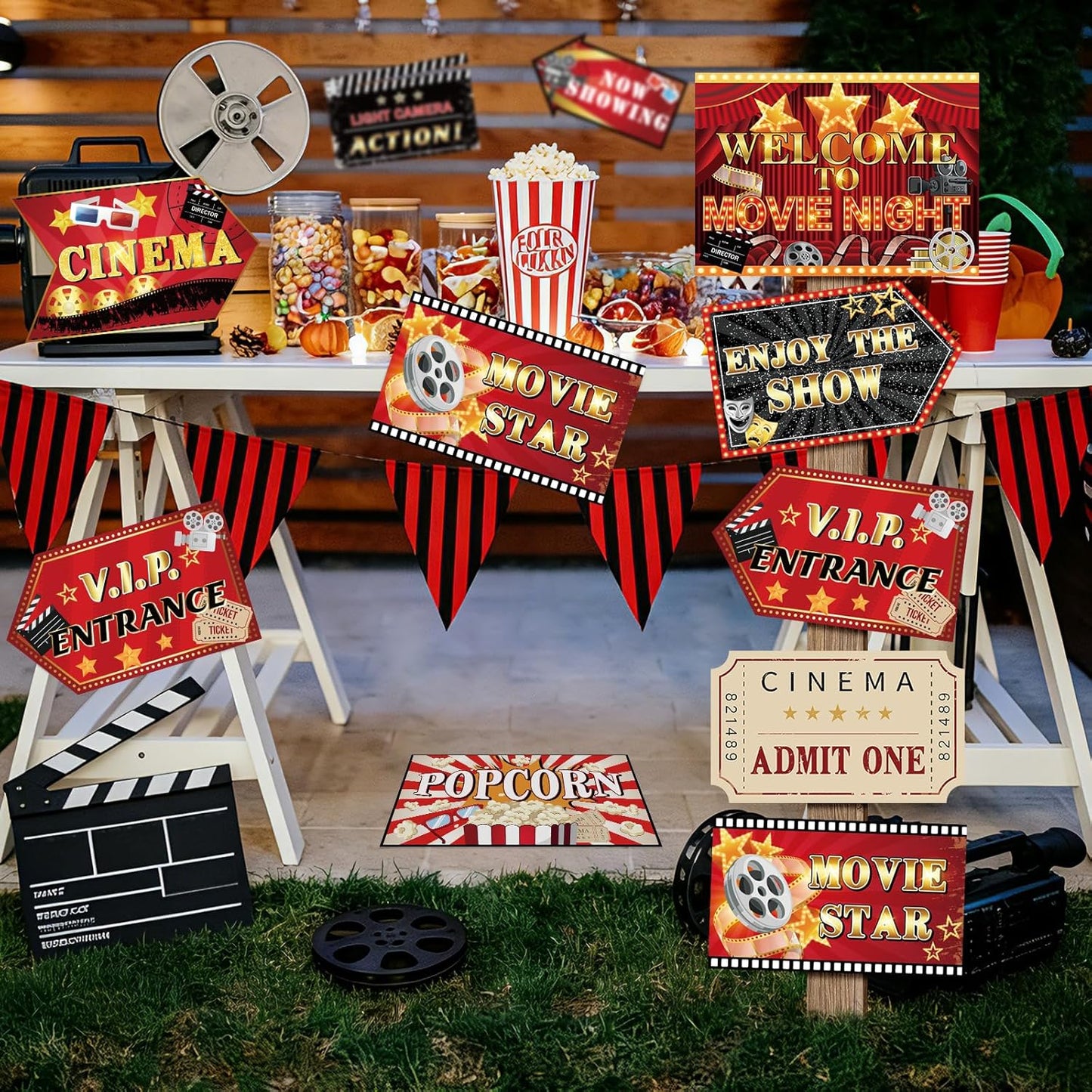 20 Pcs Luau Party Decorations Welcome Sign Summer Hawaiian Directional Signs Tropical Hawaiian Themed Birthday Decorations Luau Tiki Party Supplies with 2 Sheet Letter Stickers
