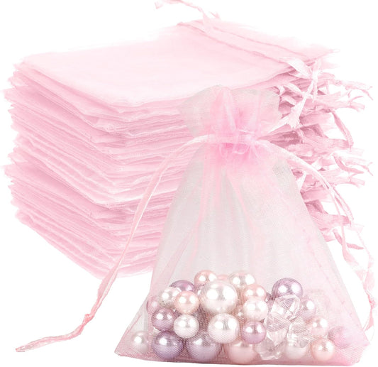 Organza Bags, White Organza Bags, 50Pcs, Sheer Organzas Bag 3 x 4 inch, Jewelry Gift Bags, Party Favor Bags with Drawstring, Mesh Gift Pouches Mini Candy Pouch for Wedding Christmas Party