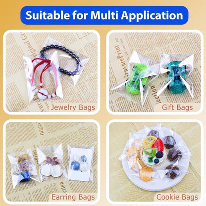 PigPotParty Cookie Bags 4''x 6", 100 Pcs Self Sealing Cellophane Treat Bags, Small Clear Plastic Goodie Bag for Gift, Snack, Party Favor, Candy