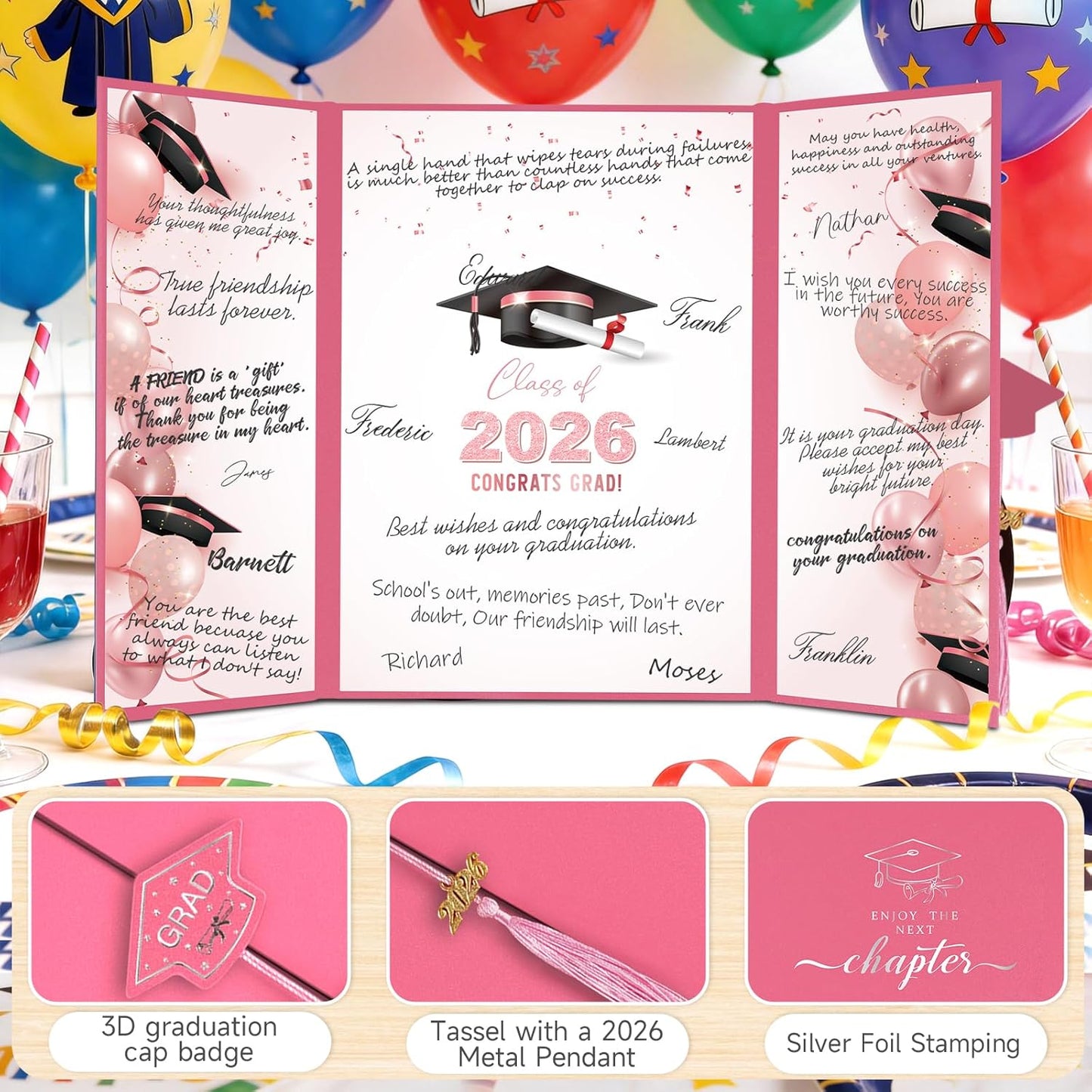 kockuu 2026 Graduation Guest Book Signature Board, Pink Class of 2026 Graduation Sign in Book to Sign Decor for Grad Party High School College Grad Gifts
