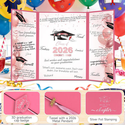 kockuu 2026 Graduation Guest Book Signature Board, Pink Class of 2026 Graduation Sign in Book to Sign Decor for Grad Party High School College Grad Gifts