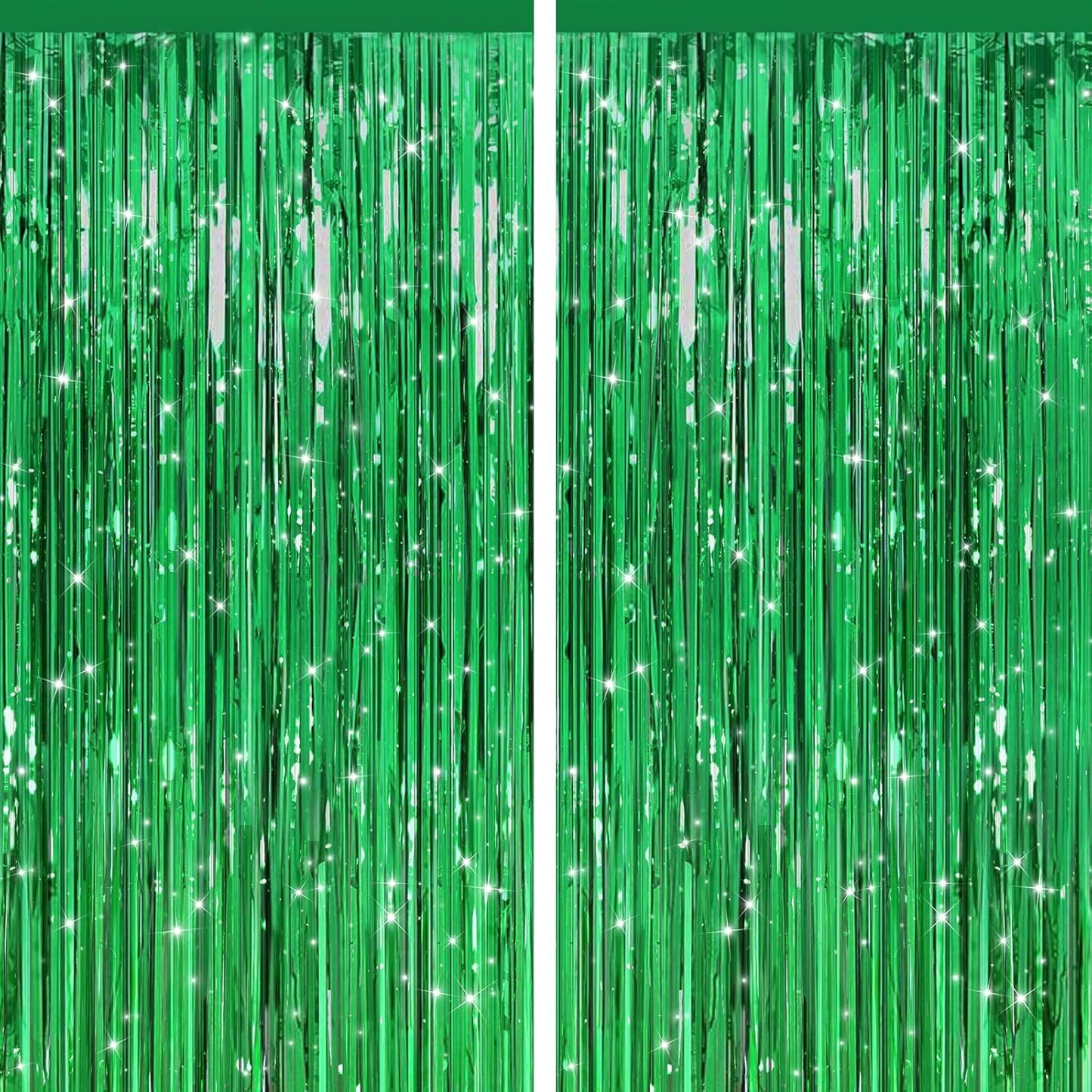 GCB 2Pack Black Metallic Tinsel Foil Fringe Curtains, Black Foil Curtain Backdrop, Photo Booth Props for Birthday Wedding Baby Shower Bachelorette Xmas Celebration Party Decorations Door Streamers