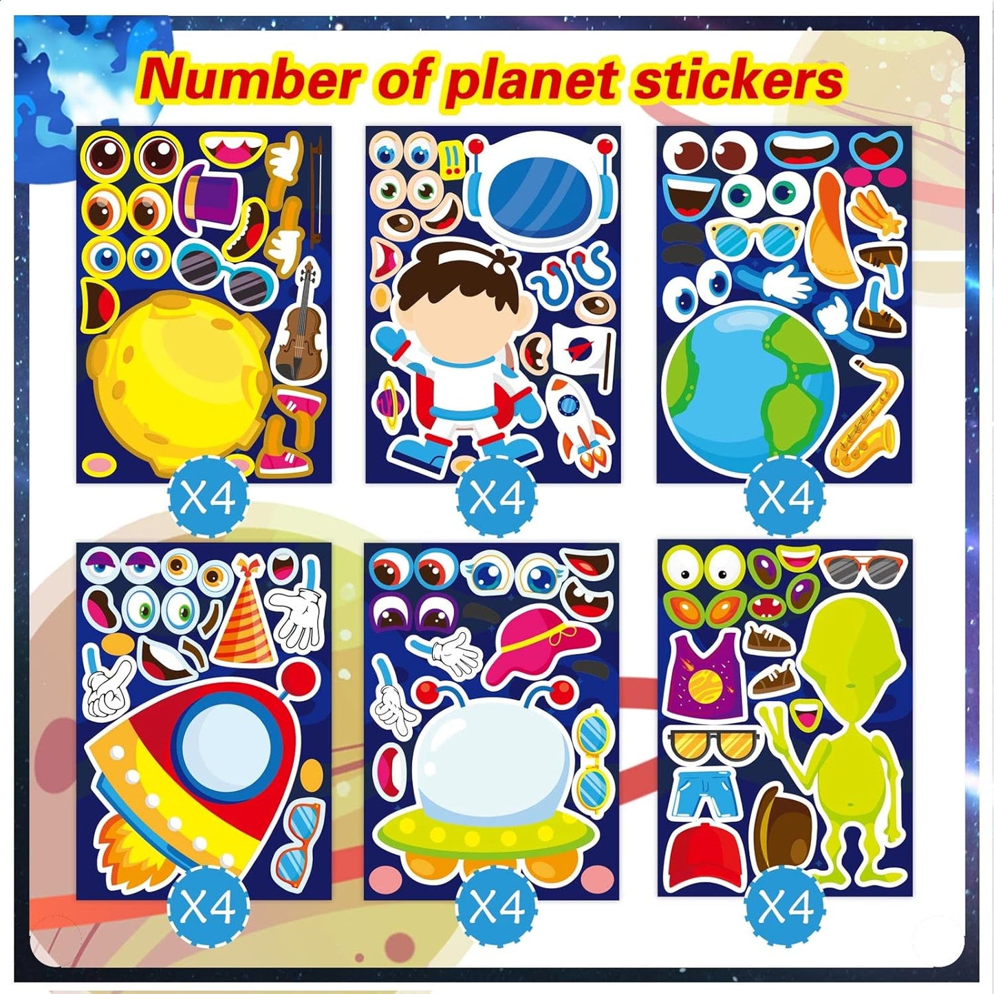 24 Sheets Make-a-face Cupcake Stickers Make Your Own Dessert Stickers Mix and Match Sweets and Fruit Treats Party Favor Supplies for Kids Ice Cream Sticker Games Birthday DIY Art Crafts