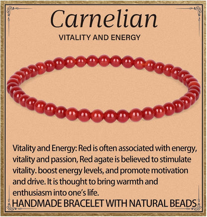 LPBeads Handmade Natural Gemstone Stretch Elastic Bracelet Healing Crystal Round Stone Beads Jewelry Gifts for Women Men