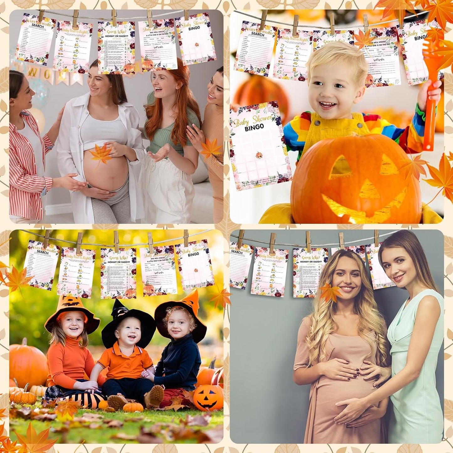 Yinder 145 Pcs Baby Shower Games Activities Cards with 20 Pencils Includes Baby Bingo Description and Wishes Guess Who Price is Right Word Scramble Game(Here Comes the Son)