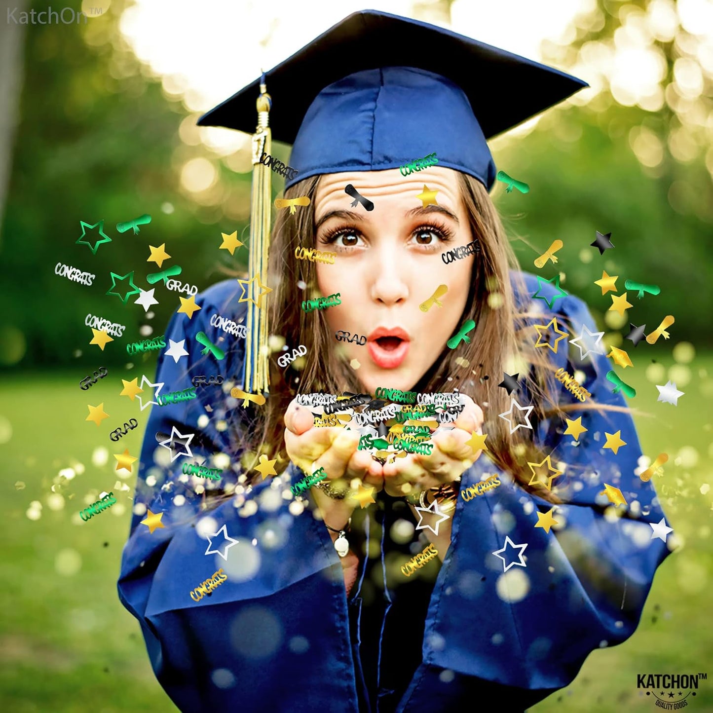 Black and Gold Grad Graduation Decorations 2026 - Pack of 1000, Congrats Grad Graduation Confetti 2026 | Grad Confetti Class of 2026 for Black and Gold 2026 Graduation Decorations, KatchOn