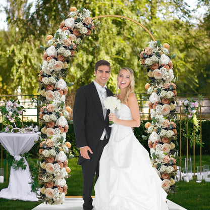 Metal Arch Backdrop Stand 7.2FT+6FT Wedding Arch Backdrop Stand Set of 2 Gold Arch Backdrop Stand for Valentines Day Party Wedding Ceremony Baby Shower Birthday Floral Balloon Decration