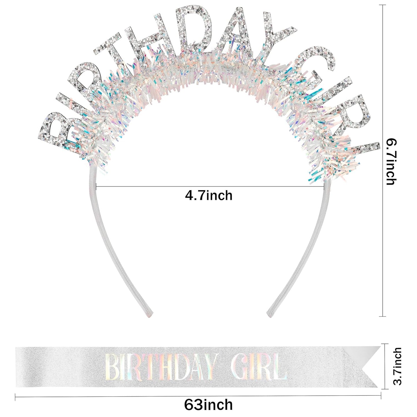 COCIDE Birthday Girl Headband & Sash - Birthday Crown for Women & Girls Pink Glitter Letter Tiara Birth Day Decorations Accessories Gift for Her (A1 Pink)