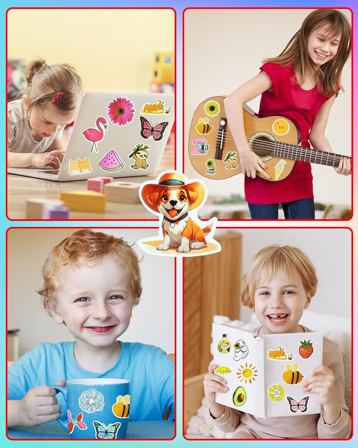 200Pcs Water Bottle Stickers for Kids, Cute Stickers for Water Bottles, Vinyl Waterproof Aesthetic Laptop Sticker Pack Classroom Prizes Skateboard for Kids Teens Girls Students (Cute-200pcs)