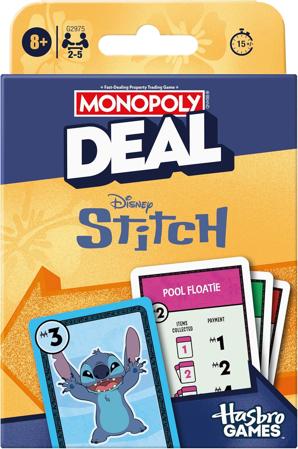 Monopoly Deal: Disney Stitch Edition Card Game | Based on Disney’s Lilo & Stitch | Officially Licensed Disney Kids Games | Ages 8+| 2-5 Players