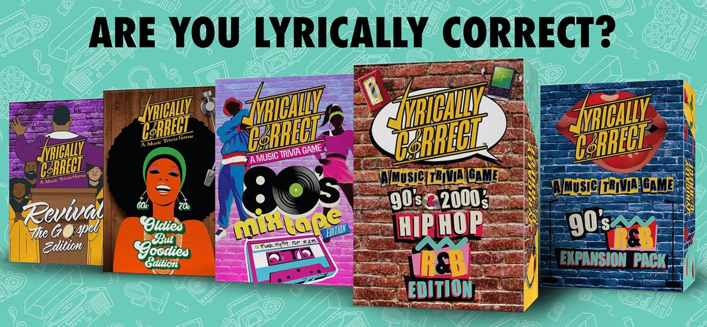 Lyrically Correct '90s & 2000s Music Trivia Card Game - Hip Hop and R&B Edition - Finish the Lyrics Challenge, Fun for Adults, Party or Family Night