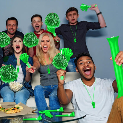 Yunsailing 96 Pcs Homecoming Noisemakers Team Spirit Accessories for Game Day Include Hand Clappers Cheerleading Pom Pom Thunder Stick Cheer Party Blower Plastic Whistle for Sport Fans(Gold)