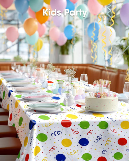 Pureegg Plastic Table Cloth 10 Pack, 54 x 108 Inch Disposable Table Cloths for Party, Picnic and Wedding, Rectangle, White - Colors A