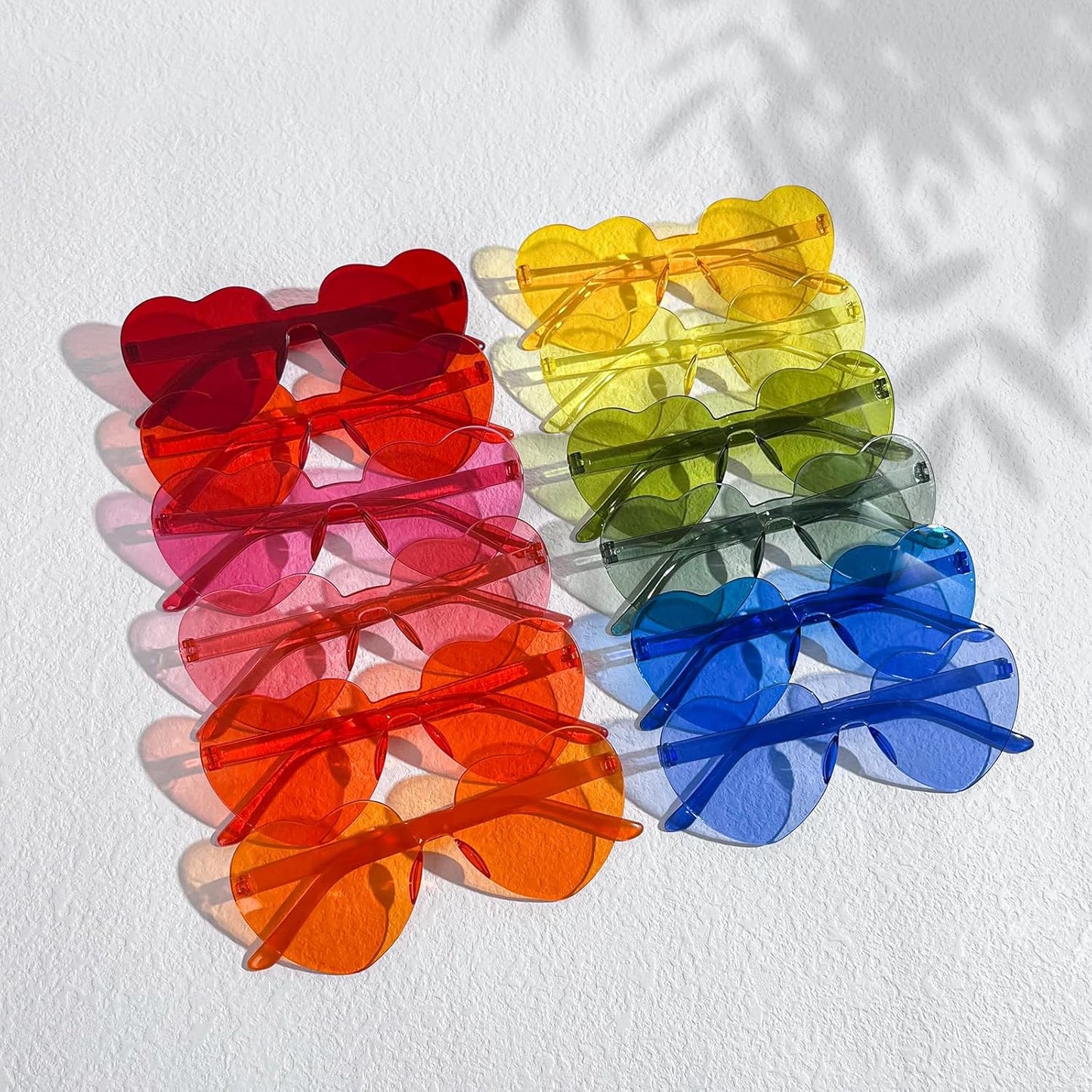 Matcheck 16 Heart Shaped Rimless Sunglasses Transparent Candy Colored Glasses Frameless Party Eyewear for Women