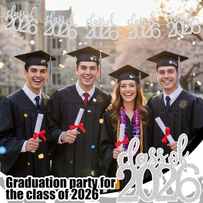 Amyhill 24 Pcs 2026 Graduation Decorations Class of 2026 Graduation Centerpiece Sticks Glitter Double Sided for Table Grad Party Decorations for Vase Table Toppers Supplies(Black)
