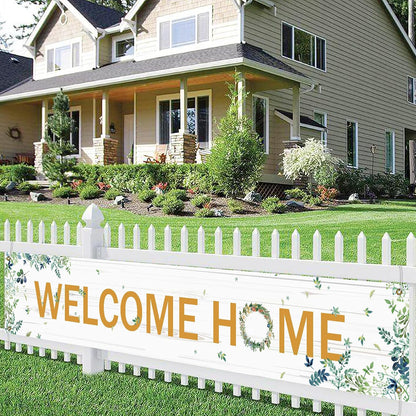 Welcome Home Sign, Housewarming Party Decor, Spring/Summer Floral Welcome Banner for Yard, 9.8ft x 1.6ft