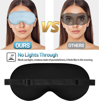 Silk Eye Mask with Adjustable Strap, Satin Blackout Sleeping Mask for Men&Women, Comfortable Blindfold Eyeshade for Night Sleep(Blue)
