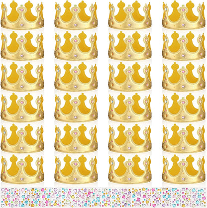 Yaomiao 44 Pcs Birthday Foam Crowns for Kids Princess Tiaras King Hat Bulk Diamond Sticker Kits for Crown Party Supplies