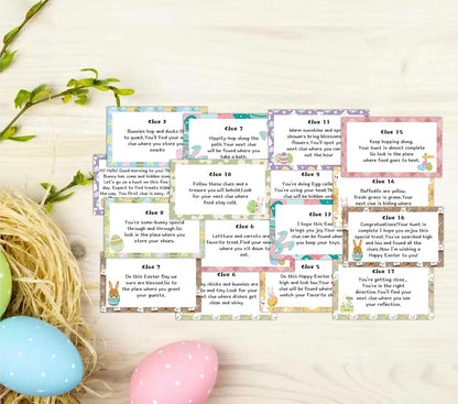 Easter Scavenger Hunt for Adults, Easter Egg Party Games, Bunny Treasure Hunt Clues Game Cards, Spring Holiday Activities for Large Groups, Family Party Decorations Supplies Favors -02