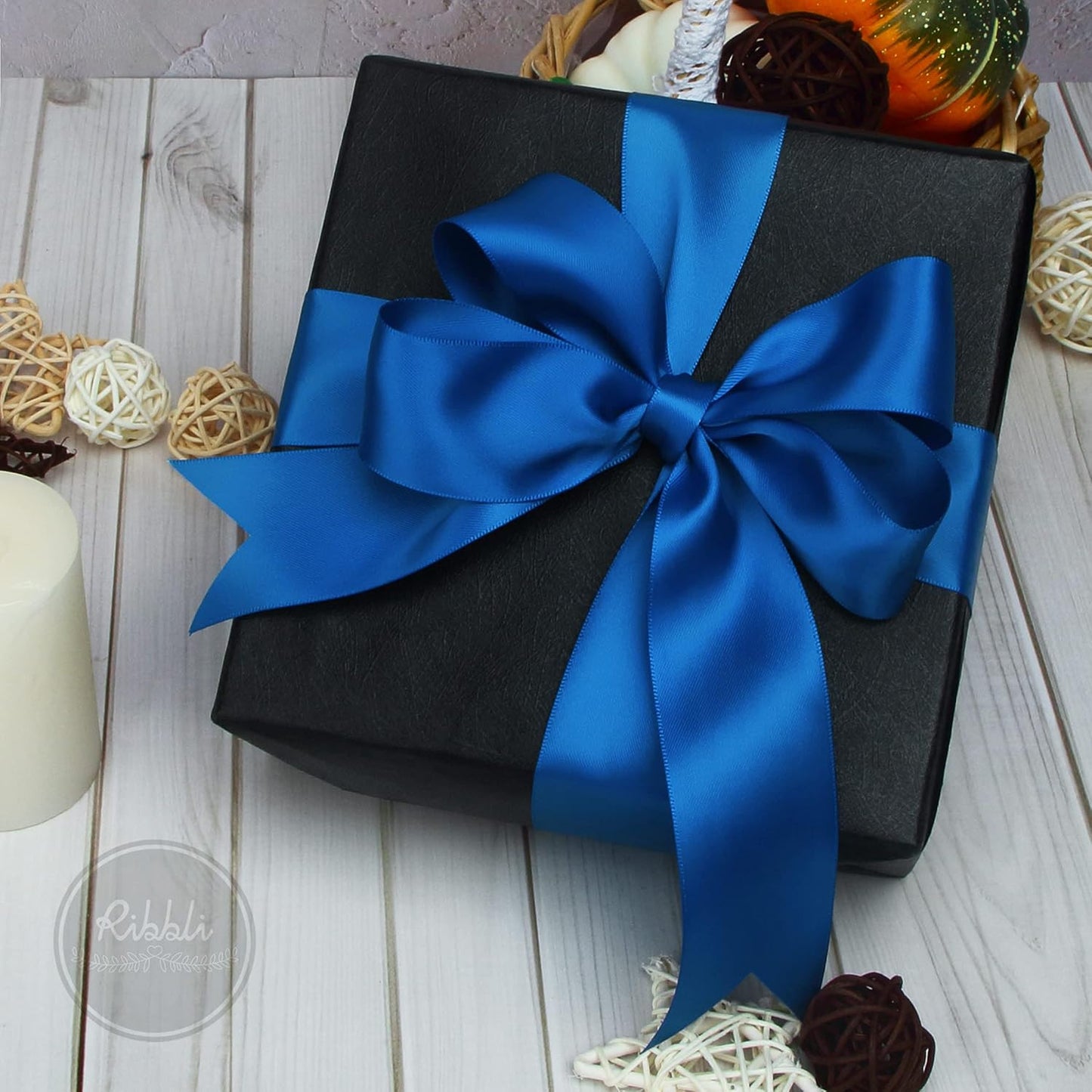 Ribbli Double Faced White Satin Ribbon,3/8” x Continuous 25 Yards,Fabric Ribbon use for Bows Bouquet,Gift Wrapping,Floral Arrangement