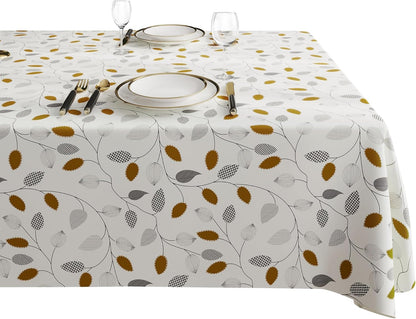 Rectangle Table Cloth,100% Waterproof Tablecloth Oil Proof Spill Proof Vinyl Table Cloth, Wipe Clean Plastic Table Cover for Dining, Camping, Indoor and Outdoor 52" x 70",Leaves