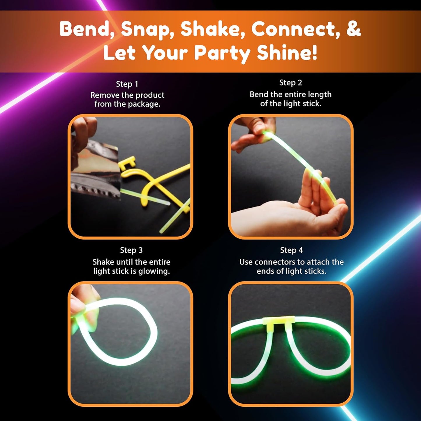 Glow Fever Glow In The Dark 20ct Bendable Glow Stick Glasses with Connectors - Glow Glasses Party Pack for Concert, Halloween & Birthday Party Party Favors - Multi