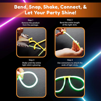 Glow Fever Glow In The Dark 20ct Bendable Glow Stick Glasses with Connectors - Glow Glasses Party Pack for Concert, Halloween & Birthday Party Party Favors - Multi
