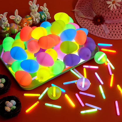 JOYIN 36 Pcs Easter Eggs with 72 Pcs Mini Glow Sticks for Kids Glow-in-The-Dark Basket Stuffers Fillers Gift, Easter Eggs Hunt Game Party Favors Classroom Decorations Supplies