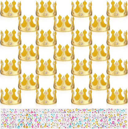 Yaomiao 66 Pieces Foam Princess Tiaras DIY Crowns Kids Party Favors Craft Crystal Diamond Sticker Girls Making Your Own Tiara (Gold)