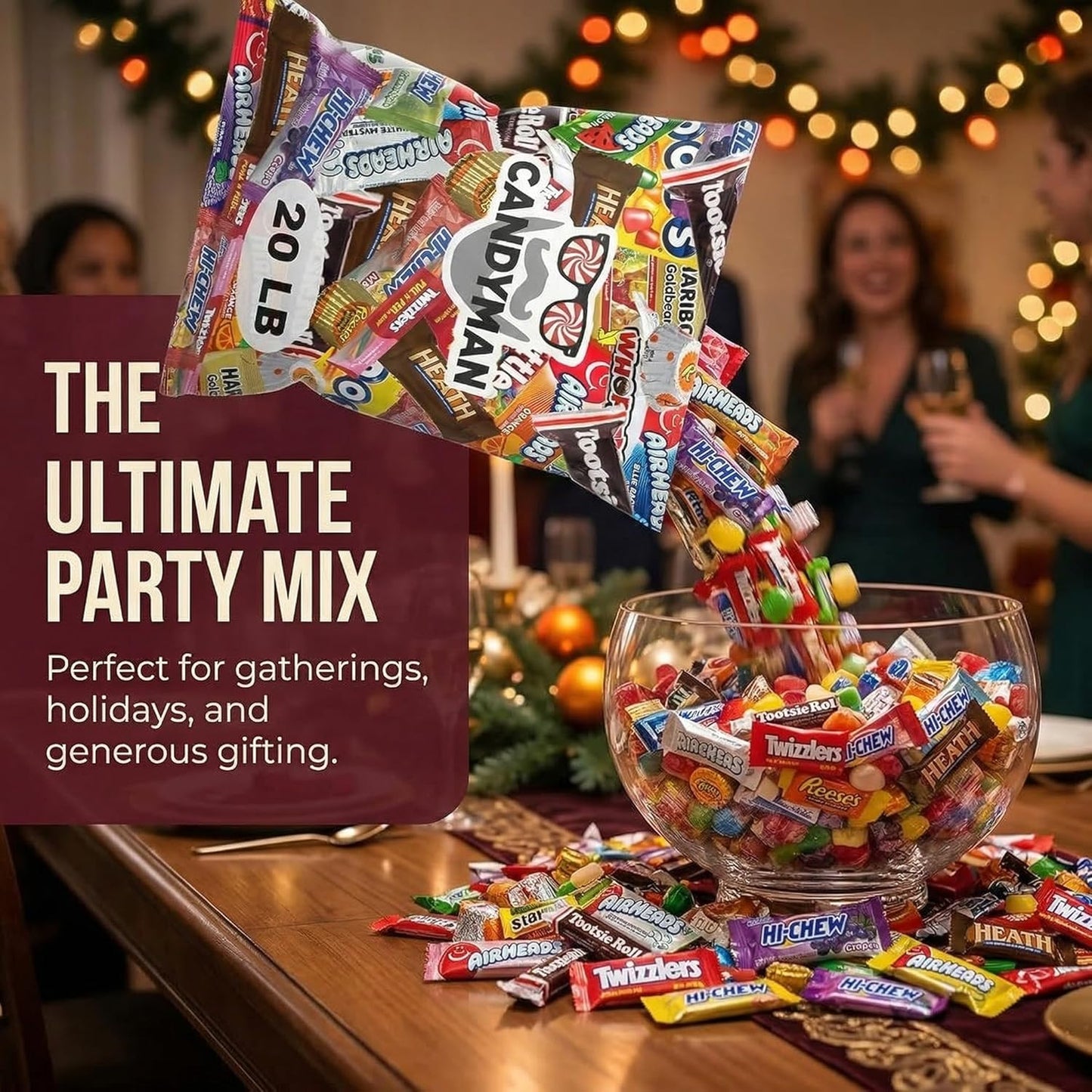 CANDYMAN (5 LB) Chocolate Candy Variety Pack — Individually Wrapped Bulk Candy Mix, Fun & Mini Size Treats for, Pinata Fillers for Kids, Party Favors, Father's Day, Ship with Ice