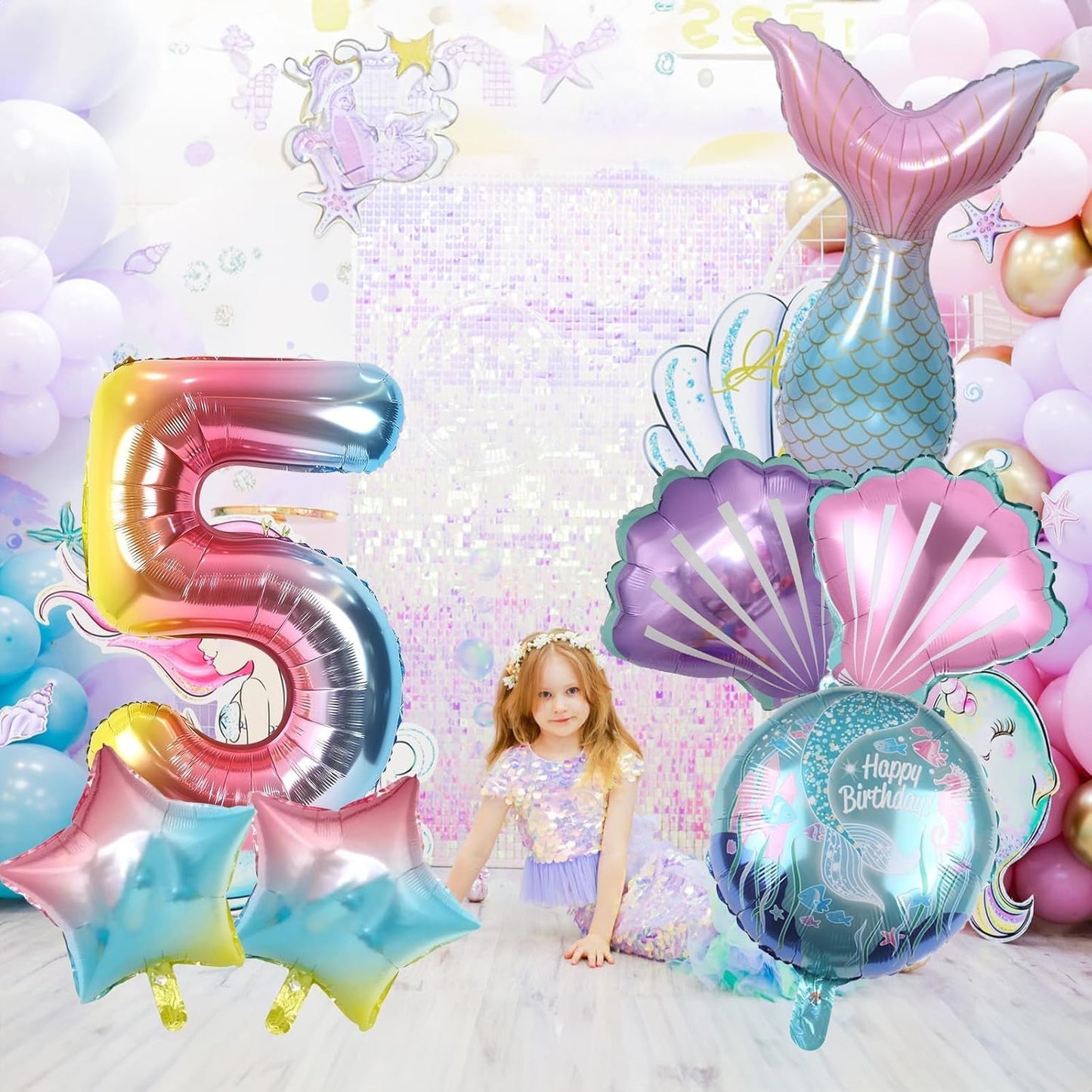 Dinosaur 5th Birthday Decorations, Dinosaur Birthday Party Decorations with Giant Inflatable Dinosaur Balloons 40 Inch Helium Foil Mylar Number 5 Balloons for Dinosaur Theme Birthday Party Decorations