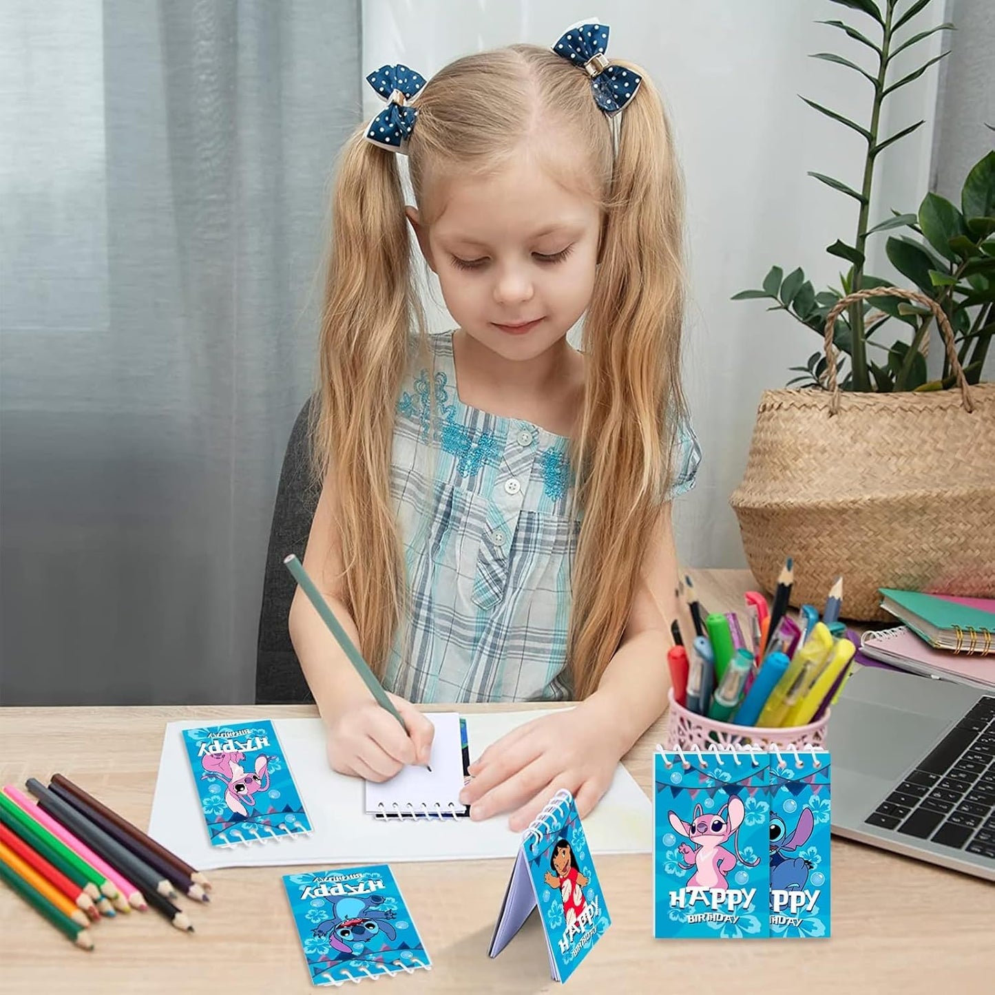 Stitch Party Supplies, 24Pcs Mini Notepads for Stitch Birthday Party, Goodie Bag Stuffers, Classroom Rewards, 8 Types