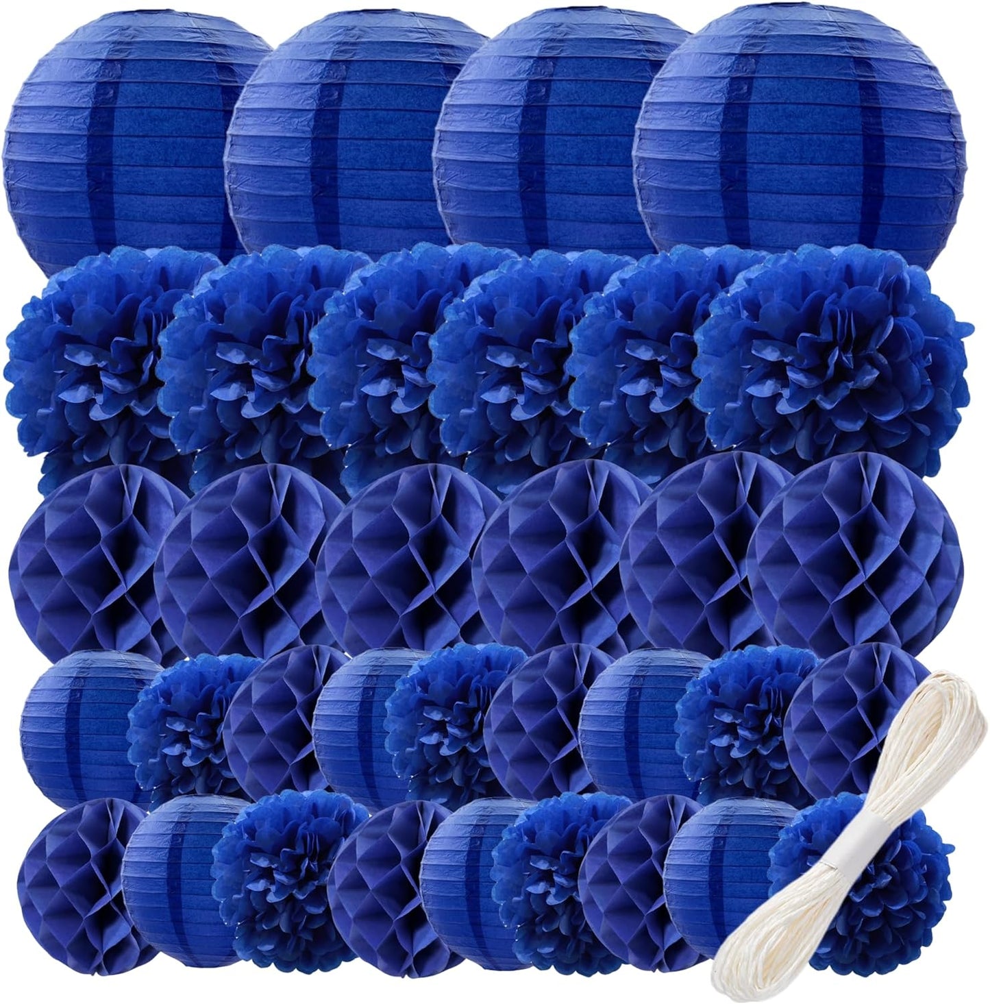 WOLHOWLTD Mermaid Theme Paper Decoration Set - 33 Pcs Paper Lanterns, Pompoms, Honeycomb Decorations for Mermaid Theme, Baby Shower,Wedding Rainbow Birthday Party Home Decoration(Pink Blue Purple)