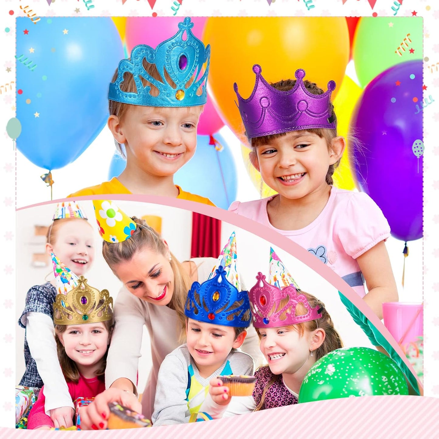 Yaomiao 66 Pieces Foam Princess Tiaras DIY Crowns Kids Party Favors Craft Crystal Diamond Sticker Girls Making Your Own Tiara (Gold)