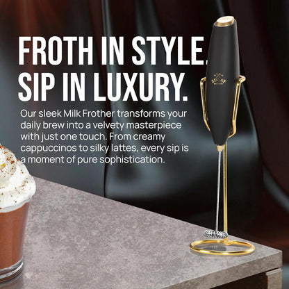 Zulay Kitchen Powerful Milk Frother Wand With Duracell Batteries - Ultra Fast Handheld Drink Mixer - Electric Whisk Foam Maker for Coffee, Lattes, Cappuccino & Matcha - Z1 Motor - Black - Colors C