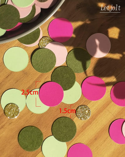Green Confetti Glitter Golden Greenery Scatter Table Decoration Surprise Paper Craft Anniversary Supplies Birthday Party Bridal Baby Shower Party Wedding Gift Circle Dots Decor 100 Pcs