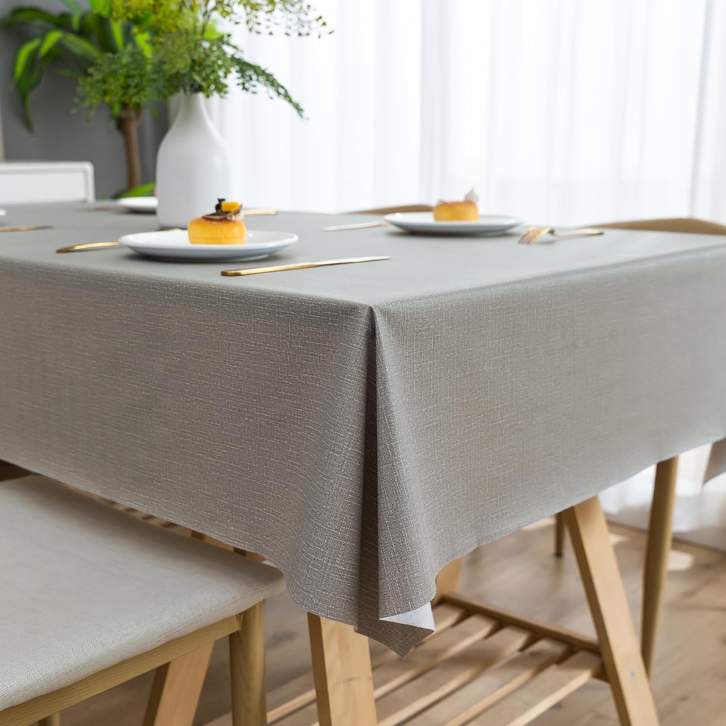 Rectangle Table Cloth,100% Waterproof Tablecloth Oil Proof Spill Proof Vinyl Table Cloth, Wipe Clean Plastic Table Cover for Dining, Camping, Indoor and Outdoor 52" x 70",Leaves