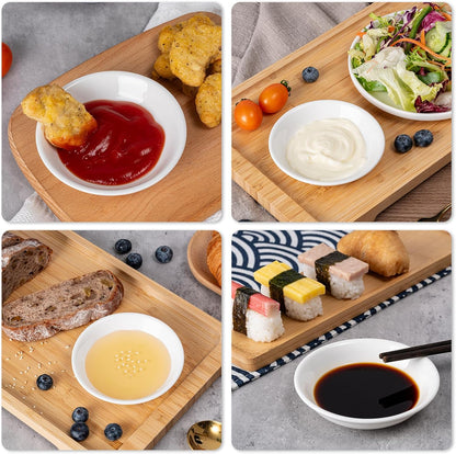 Dipping Bowls, Soy Sauce Dish Ceramic, 3 OZ Small Serving Bowls for Side Dishes Vintage Blue Stylish Design, Set of 6 Mini Appetizer Plates for Condiment Sushi Ketchup BBQ Party, 4 Inch