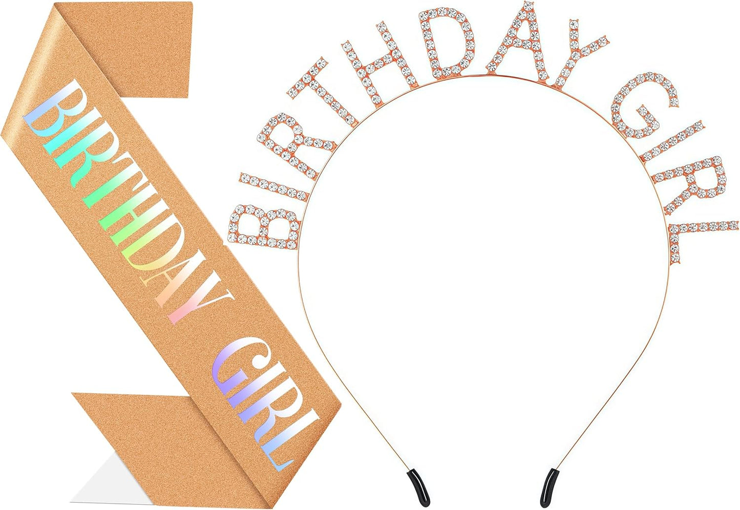 Birthday Headband with Sash for Women, Birthday Crwon Tiara for Decorations