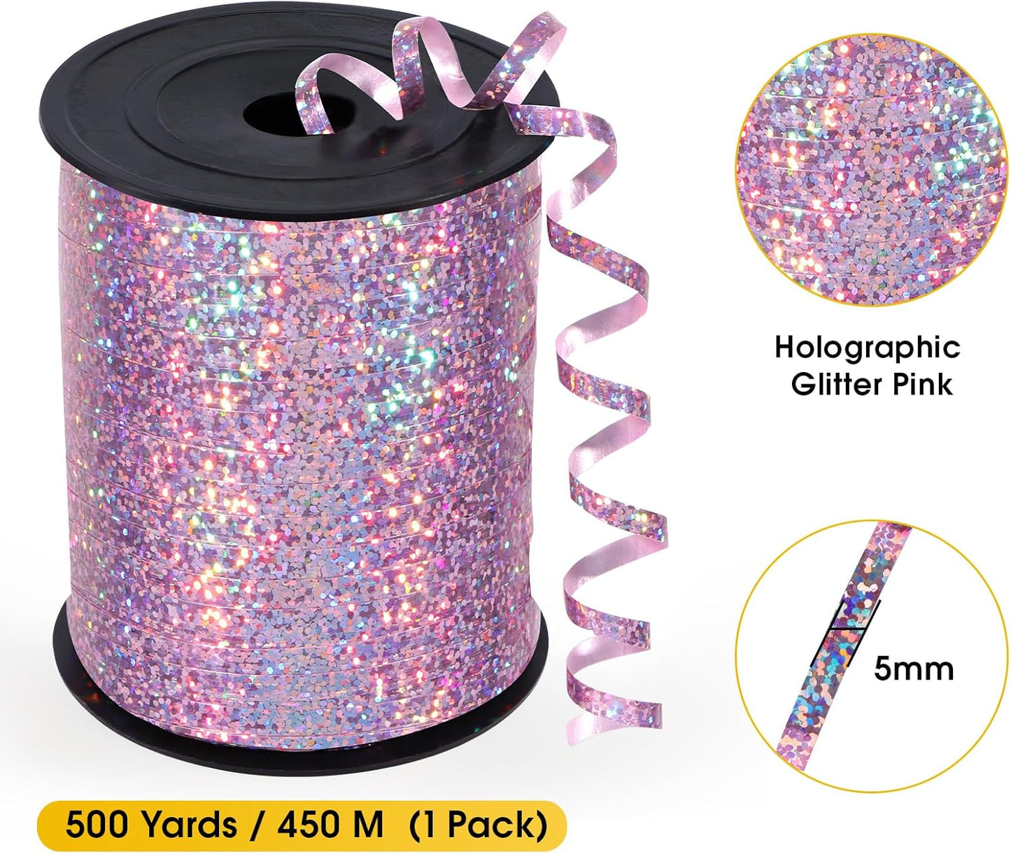 Rose Gold Curling Ribbon - 500 Yard Shiny Metallic Curling Ribbon for Gift Wrapping, Balloons, Birthdays & Parties