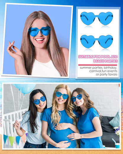 Frienda 8 Pairs Heart Shaped Sunglasses for Women Rimless Heart Glasses Candy Color Sunglasses for Party Favor