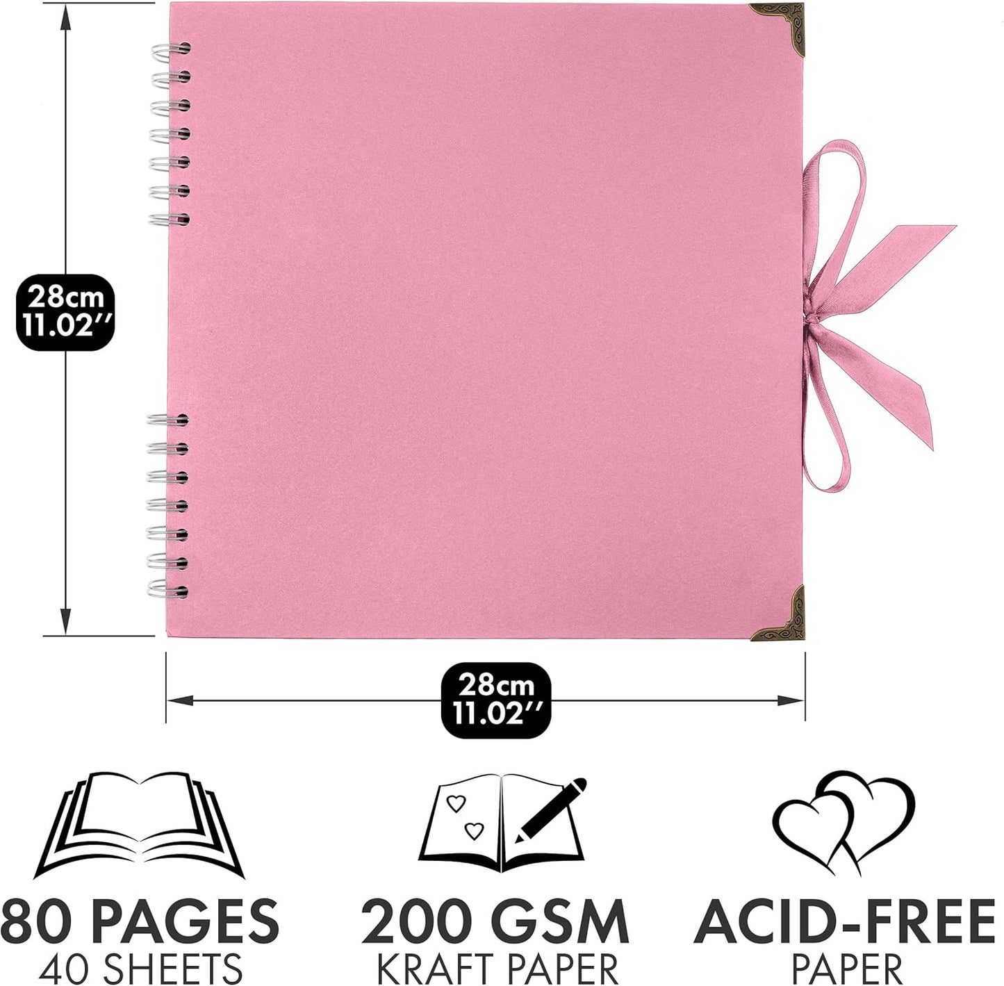 Bstorify Scrapbook Album 60 Pages (8 x 8 Inch) Brown Thick 200gsm Kraft Paper, Photo Album Scrapbook, Memory Book - Ideal for Your Scrapbooking Albums Art & Craft Projects