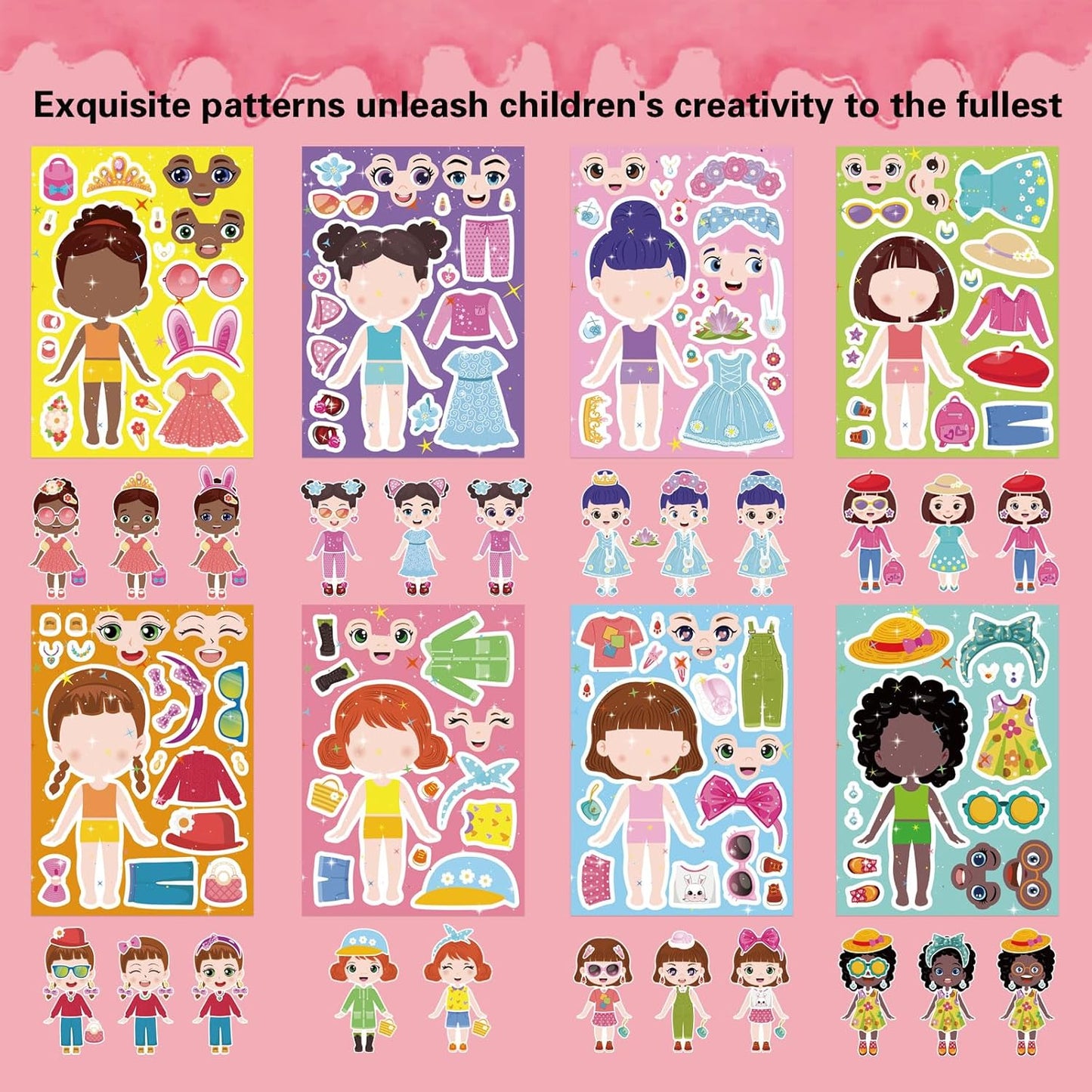24 Sheets Make-a-face Cupcake Stickers Make Your Own Dessert Stickers Mix and Match Sweets and Fruit Treats Party Favor Supplies for Kids Ice Cream Sticker Games Birthday DIY Art Crafts