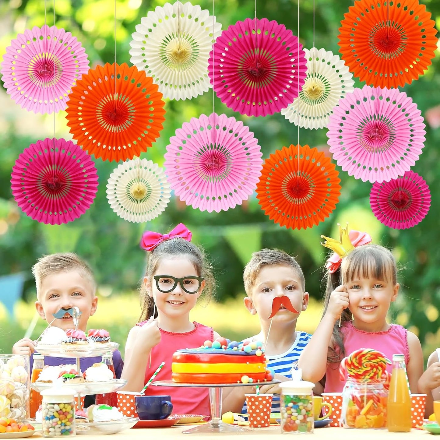 BestoFun 12PCS Paper Fans Hot Pink Party Decorations Tissue Paper Flowers Decorations Hanging Honeycomb Round Paper Fans Decoration for Girl Groovy Birthday Baby Shower Wedding