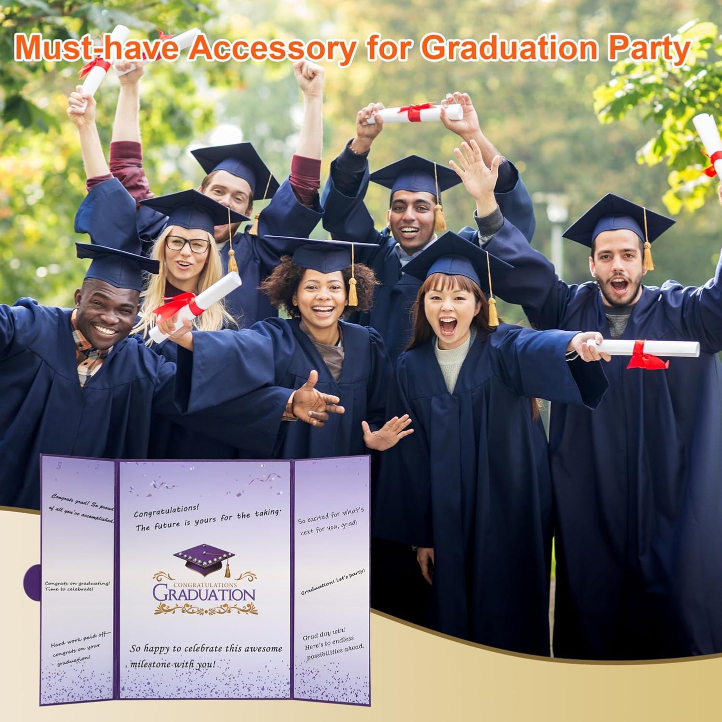 Graduation Guest Book 2026 Graduation Party Decorations Class of 2026 Graduation Sign in Book Signature Board Keepsake Grad Party Supplies College High School Graduation Gift Card Book (Blue)