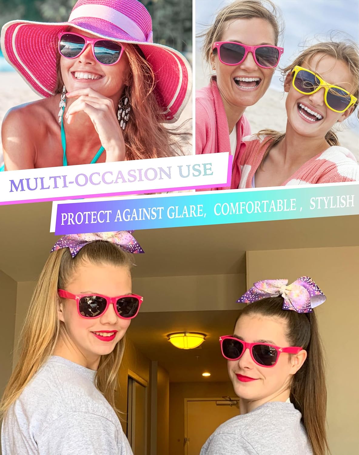 Party Sunglasses Bulk - Adult Retro Plastic Pack of 12 Vintage Sunglasses for Men Women - Party Favors