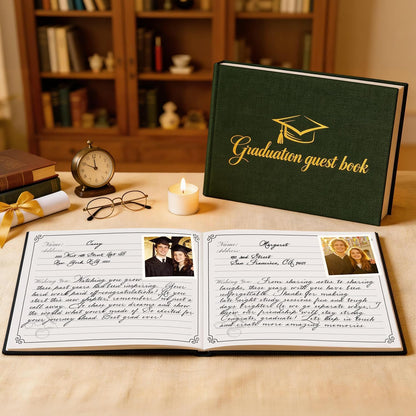 Artmag 2026 Graduation Guest Book Fabric Hardcover Signs Signature Graduation 100 Pages Guest Book Grad Memory Scrapbook for College Gifts (Black)