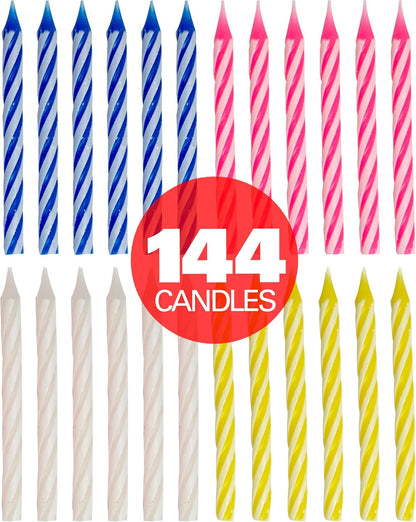 72-Count Birthday Candles Multicolored Spiral, Birthday Candles for Cake, Cupcake Candles, Party Celebration
